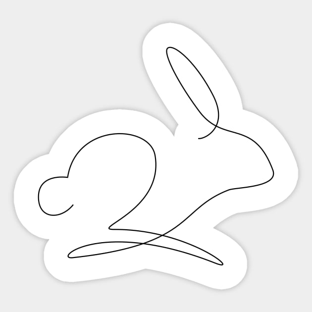 One line rabbit Sticker by Seven Trees Design